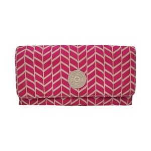 Kipling Money Land Large RFID Wallet Urban Chevron Pink Beige
